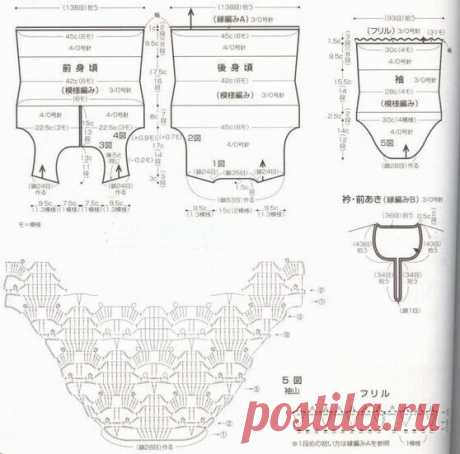 Красивые японские летние кофточки крючком и схемы к ним | Вязалки Веселого Хомяка | Яндекс Дзен