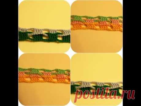 Узор для шарфа крючком (crochet pattern for a scarf). Симпатичный и легкий в исполнении узор для шарфа можно сочетать несколькими цветами пряжи.