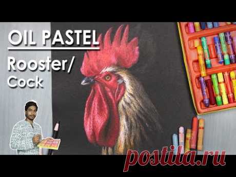 How to Draw A Rooster or Cock Face in Oil Pastel in a Realistic Way
