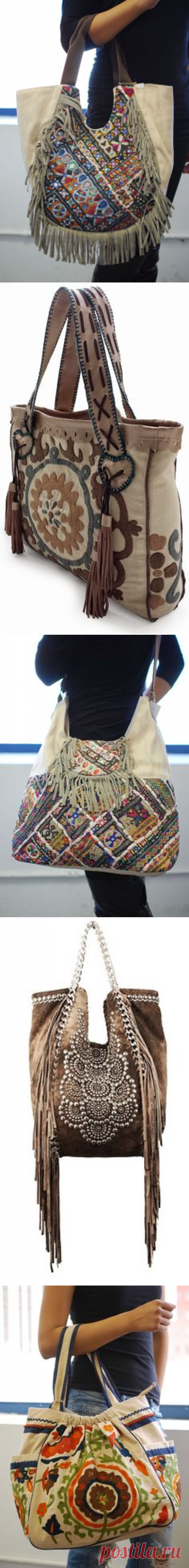 Bohemian Hand Made Embroidery Deco Canvas Suede Fringe Tote Bag | Boho-style