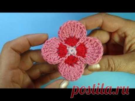 Простой цветок четырехлистник Ирландское кружево Crochet flower pattern