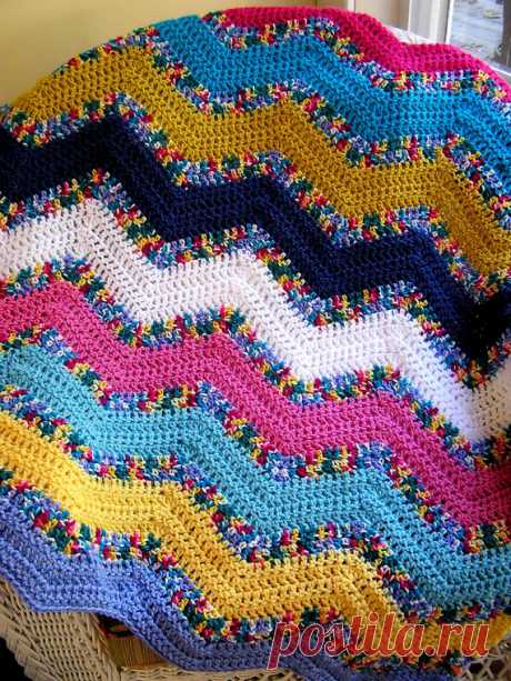 new chevron zig zag baby blanket afghan wrap crochet knit lap robe wheelchair ripple stripes VANNA WHITE yarn multi color handmade in USA BRAND NEW & READY TO SHIP!  MADE IN AMERICA  ITEM #2514  This lovely heirloom blanket / afghan is hand crocheted by me...it is ideal for the new baby, toddler, young child, and is large enough for an adult to be used as a small couch throw, a lap robe especially for an elderly person, or someone in a wheelchair!  This blanket features a ...