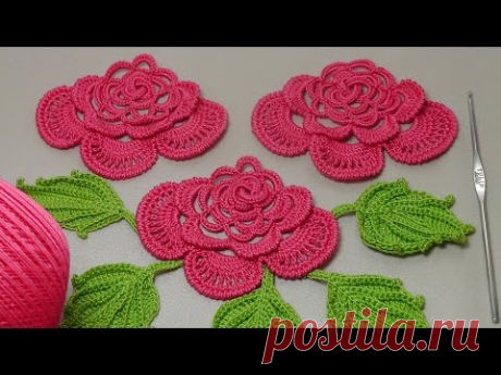 Вязание РОЗЫ для ирландского кружева. Вязание на бурдоне. Rose Crochet - YouTube