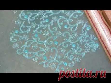 Beads and Sequins Embroidery work on a Beautiful Gown - YouTube