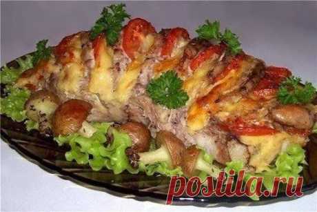 шеф-повар Одноклассники: Свинина, запеченная «гармошкой», с картофельными «грибочками»