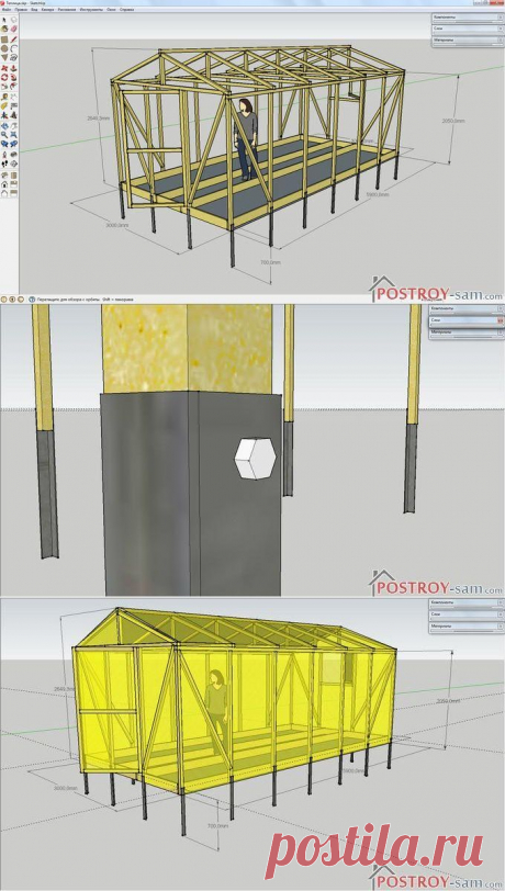 Проект теплицы из бруска 50х50 мм