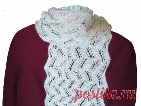 Как связать женский ажурный шарф? — Узоры вязания спицами : видео, схемы, описание