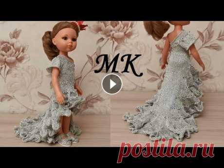 Нарядное платье спицами для куклы Паола Рейна, мастер-класс О моих нитках и плотности вязания - Презентация платья -...