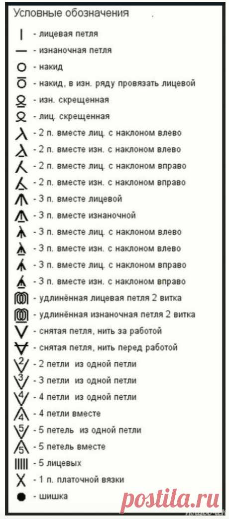 Расшифровка схемы для вязания на спицах Расшифровка схемы для вязания на спицахРасшифровка схемы для вязания на спицах поможет выполнять самые красивые и сложные узоры из любых источников, даже если там нет таких расшифровок к приводимым схемам.