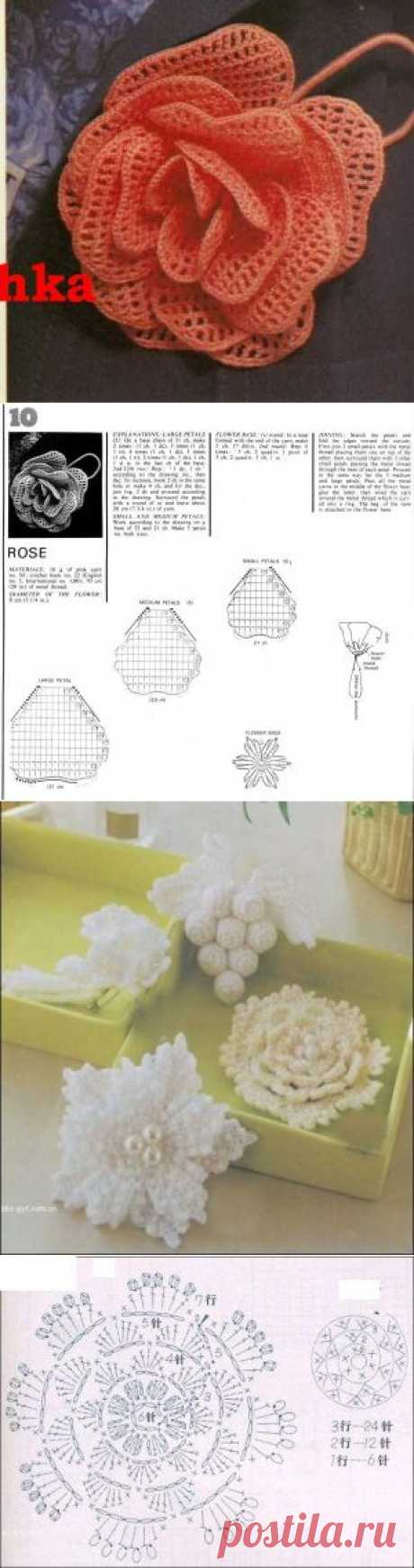 crochet flower: more patterns and diagrams - crafts ideas - crafts for kids
красивые цветы крючком
