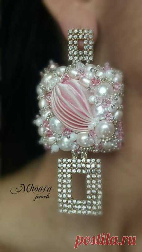 ' Light Rose ' shibori silk earrings designed by Mhoara Jewels