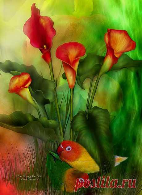 Love Among The Lilies Mixed Media by Carol Cavalaris - Love Among The Lilies Fine Art Prints and Posters for Sale