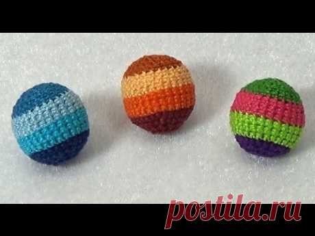 Как обвязать бусину в 4 цвета. Как связать полосатую бусинку (МК №3) // Crochet Beads 4 Colors