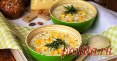 Сливочный сырный суп 🧀 🧀🧀с кусочками хрустящих овощей и сладкой кукурузой 🌽 Автор рецепта Елена Муркина - Cookpad