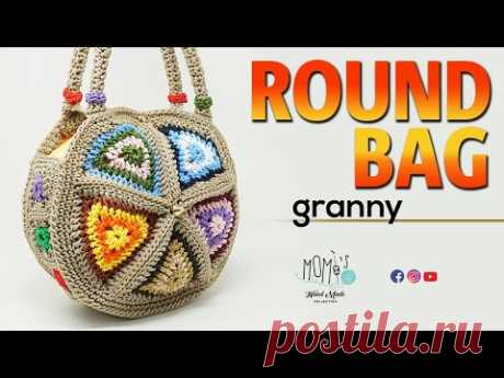 TUTORIAL BORSA UNCINETTO ROUND BAG GRANNY SQUARE 🌻 Momì's 🌻