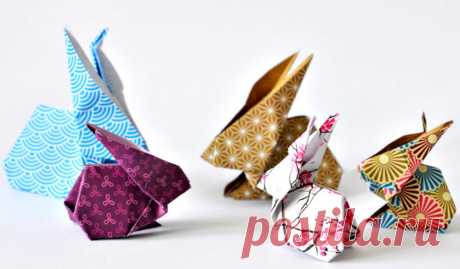 Оригами зайчик. Детские поделки из цветной бумаги. | ИЗ БУМАГИ СВОИМИ РУКАМИ