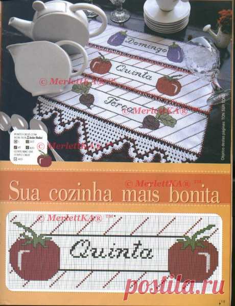 Ponto Cruz e Croche 03 🍒 красивая кайма филейка и вышивка крестом