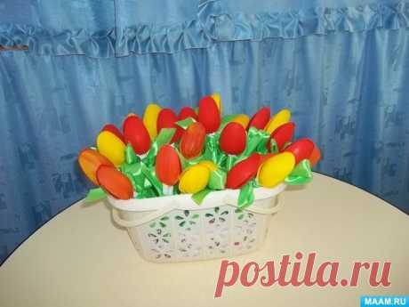 ​Тюльпаны из пластиковых ложек