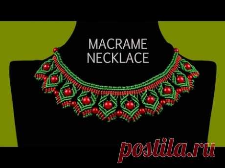 DIY Macrame Necklace with Diamonds and Beads