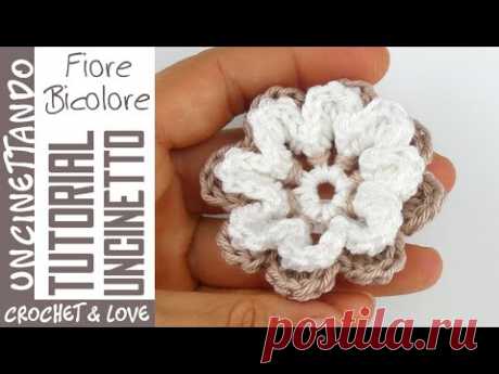 Tutorial Uncinetto - Fiore con 2 Giri di Petali Facile all'Uncinetto - YouTube