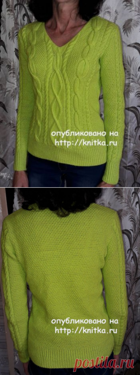 Женский пуловер с аранами. Работа Марины Ефименко, Вязание для женщин