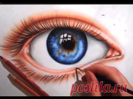 Drawing an Eye using Colored Pencils - YouTube