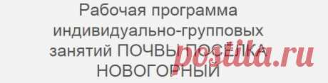 Рабочая программа индивидуально-групповых занятий ПОЧВЫ ПОСЁЛКА НОВОГОРНЫЙ