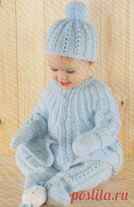 6-12m baby knitting pattern pram set hat coat leggings mittens dk yarn This item is a PDF file of the knitting pattern for these gorgeous knit baby items. A pompom hat, coat, leggings and mittens, in sizes from 6 to 18 months.  The pattern will be available for download upon receipt of payment, for you to print out or read from your computer.  The items are knit in double knitting yarn. You need 3.25 and 4mm needles, and elastic for the leggings.  The pattern looks like ca...