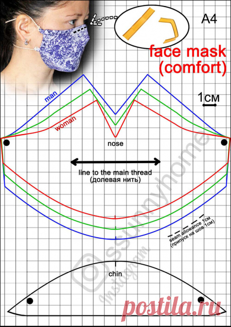 Удобная и герметичная маска для лица. Сама сконструировала выкройку. + Видео. | Солнечный Домик | Яндекс Дзен
