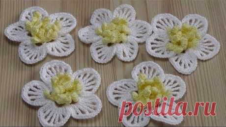 Вязаный цветок крючком - урок вязания крючком Crochet flower Tutorial