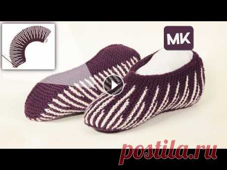 ???? Полосатые домашние тапочки спицами /Striped slippers knitting pattern

связать капюшон спицами для женщины новые