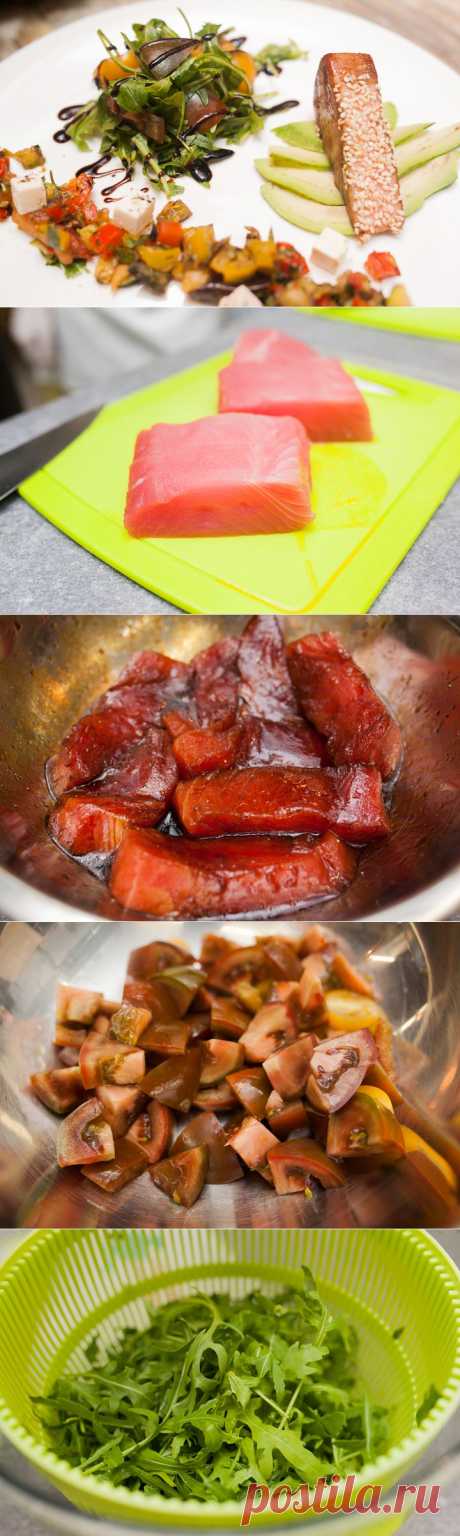 Тунец-гриль с томатным салатом - пошаговый рецепт с фото - тунец-гриль с томатным салатом - как готовить: ингредиенты, состав, время приготовления - Леди@Mail.Ru