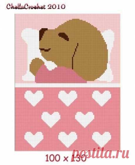 (103) INSTANT DOWNLOAD Chella Crochet Baby Puppy Sleeping Afghan Crochet Pattern Graph 100st Pink .pdf