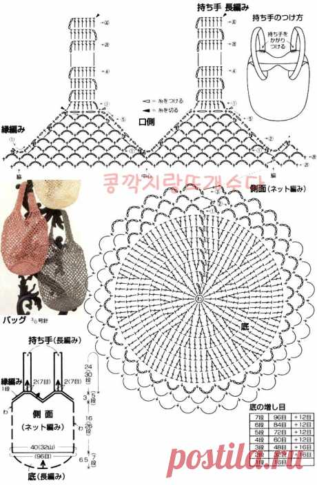 코바늘 네트백 3종( 도안 )/ 손뜨개 그물가방 : 네이버 블로그