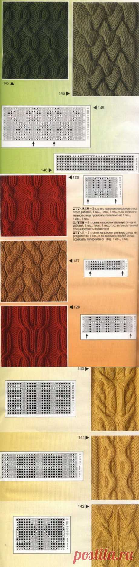 Подборка узоров с косами спицами.