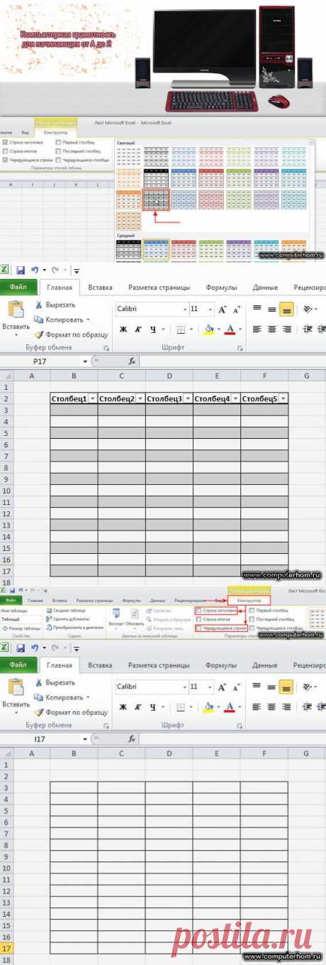 Как создать таблицу в Excel 2010