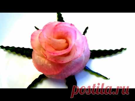 HOW TO MAKE RADISH  ROSE  FLOWER  - CUCUMBER DESIGN GARNISH & VEGETABLE CARVING - ART IN RADISH