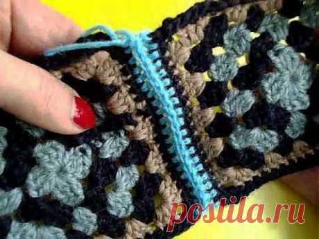 Вязание крючком Урок 233 Соединение мотивов 4 Join crochet motifs - YouTube