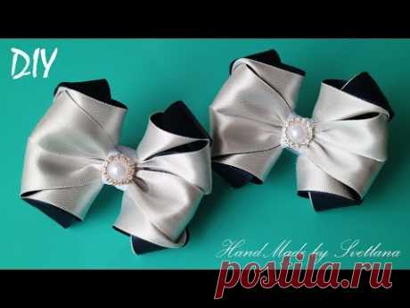 Бантики из лент ШКОЛЬНЫЕ КАНЗАШИ DIY Bows made of ribbon Kanzashi Laço de Cetim Curva da fita Baugen