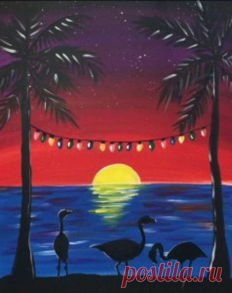 Рисуем море, пальмы и фламинго Рисуем море, пальмы и фламингоЕсли совсем заели серые будни, то самое время погрузиться в медитацию о море, рисуя море, пальмы и фламинго.Творите и будьте счастливы.