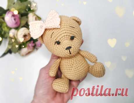 PDF Милый Мишка крючком. FREE crochet pattern; Аmigurumi animal patterns. Амигуруми схемы и описания на русском. Вязаные игрушки и поделки своими руками #amimore - медведь, маленький медвежонок, мишка.