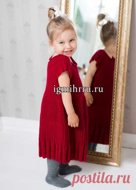 Я ль на свете всех милее? Красное шерстяное платье для девочки 1-5 лет. Вязание спицами