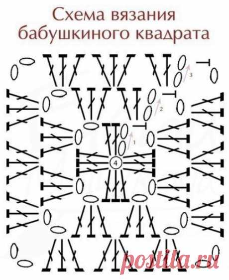 Пуловер, связанный узором Бабушкин квадрат