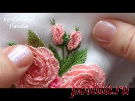 МК. Вышивка бутона розы. Два способа. Rose bud embroidery.Two ways.