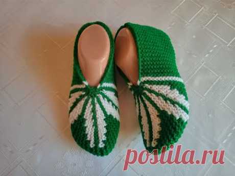 Плетени Терлици #82 - (Knitted Slippers) (Тапочки спицами) (Patik) (Pantufas passo a passo)