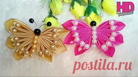 DIY || Kupu-kupu || Butterfly || how to make satin ribbon flower || HD TUTORIAL