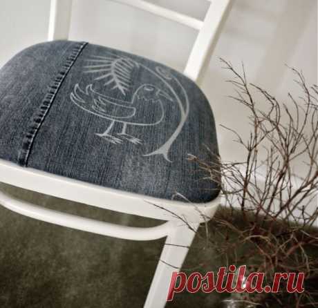 Новая обивка для стула из старых джинсов — Мастер-классы на BurdaStyle.ru
