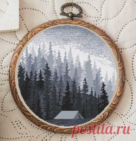Cross Stitch Pattern Twilight Forest, Nordic Cross Stitch Patterns Scandinavian Forest Cross Stitch Nature Embroidery Twilight Forest PDF Cross Stitch Pattern PDF  Fabric: 14 count White Aida Stitches: 145 x 149 Size: 10.36 x 10.64 inches or 26.31 x 27.03 cm Colours: DMC  PDF Included: - Pattern in color symbols with floss legend - Pattern in black & white symbols with floss legend  Please note this is a PDF pattern