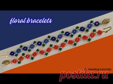 Floral bracelets tutorial. Jewelry making. Beginner beading