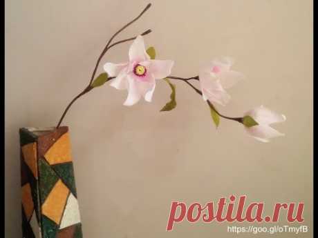 Magnolia flower with crepe paper _ craft tutorial